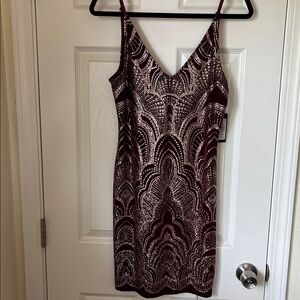 Jump Burgundy and Silver Midi Dress